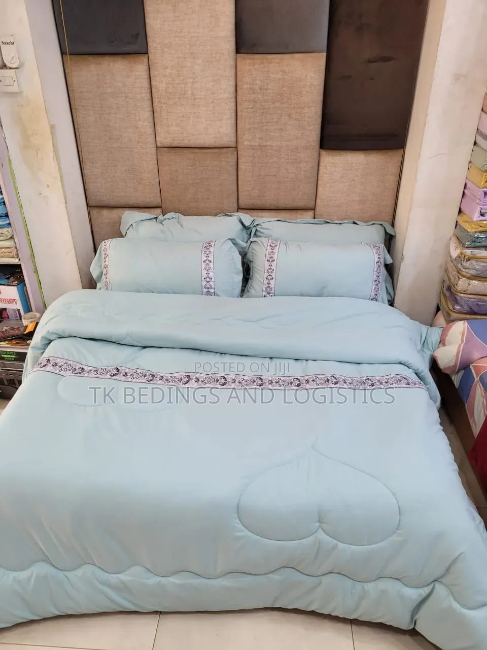 Linen Bed Comforter Green