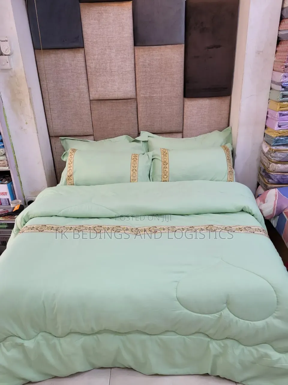 Linen Bed Comforter Green