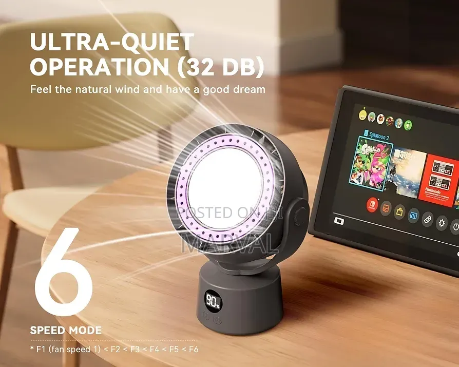 Oscillating Air Circulator Fan With Remote Control USB Rechargeable