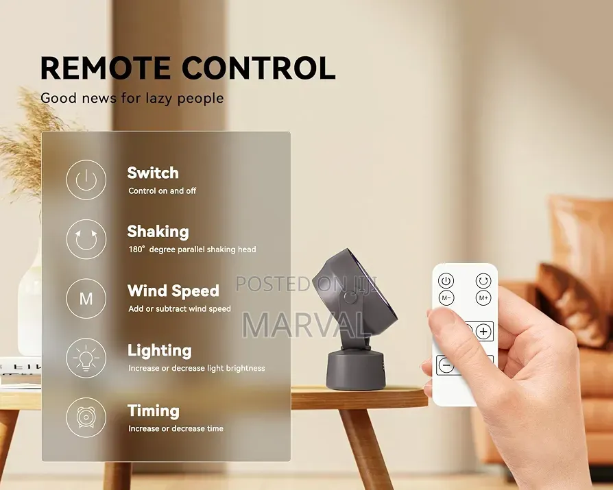 Oscillating Air Circulator Fan With Remote Control USB Rechargeable