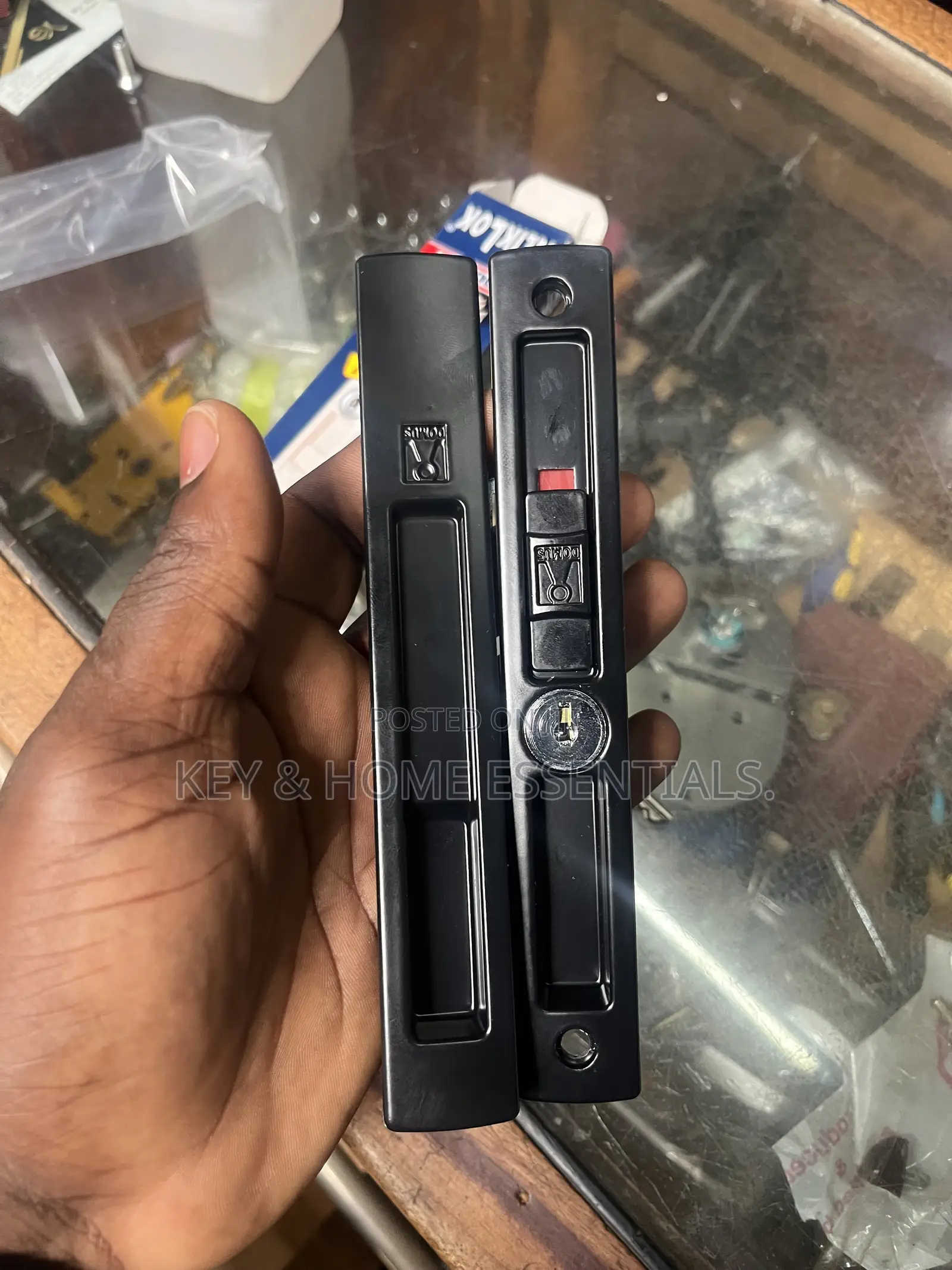 Domus KlikLok Black Sliding Aluminium Door Lock