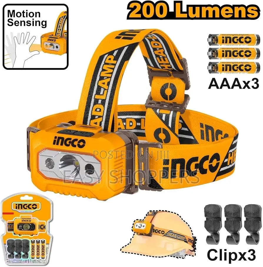 INGCO LED Headlamp 200-Lumen Hands-Free Light Source