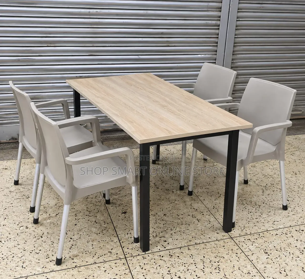 Interior Exterior Dining Plastic Chairs and Table Cafe's Restaurant