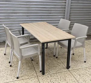 Interior Exterior Dining Plastic Chairs and Table Cafe's Restaurant