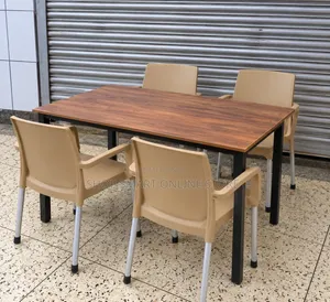 Comfortable Every Space Dining Wooden Table and Plastic Chairs