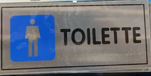 BLUE Men TOILET Sign Self Adhesive Silver Easy Stick Card Sticker