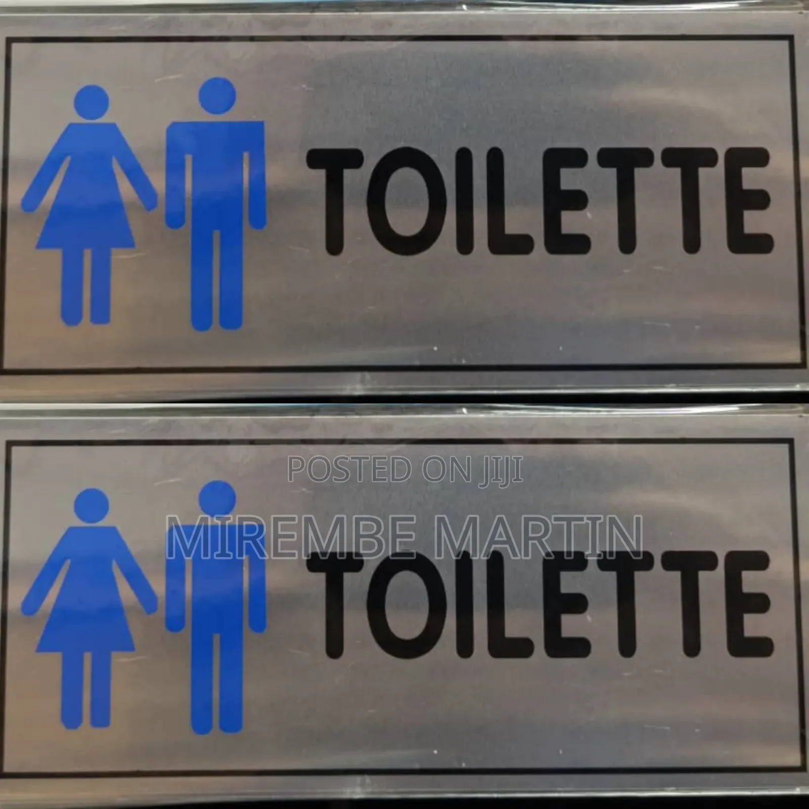 Man and Woman Washrooms Toilet Sign Photos BLUE TOILET Sign 0