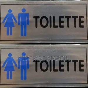 Man and Woman Washrooms Toilet Sign Photos BLUE TOILET Sign 0