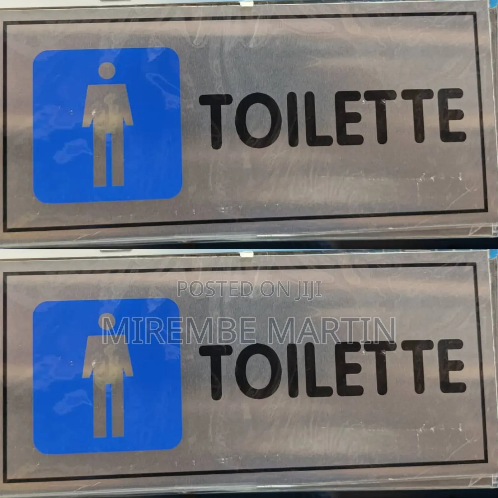 5 Pieces Man and Woman Washrooms Toilet Sign Photos BLUE TOILET