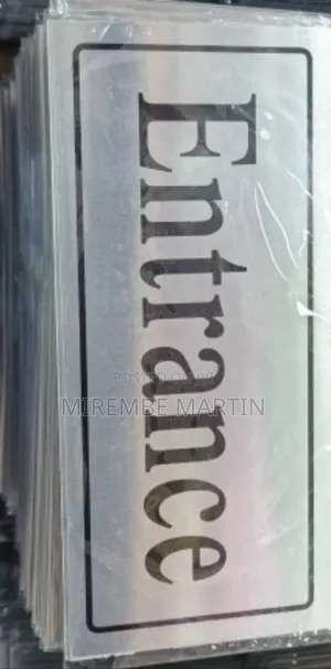 5 Pieces Entrance  Sign Self Adhesive Silver  Easy Stick Card Sticker