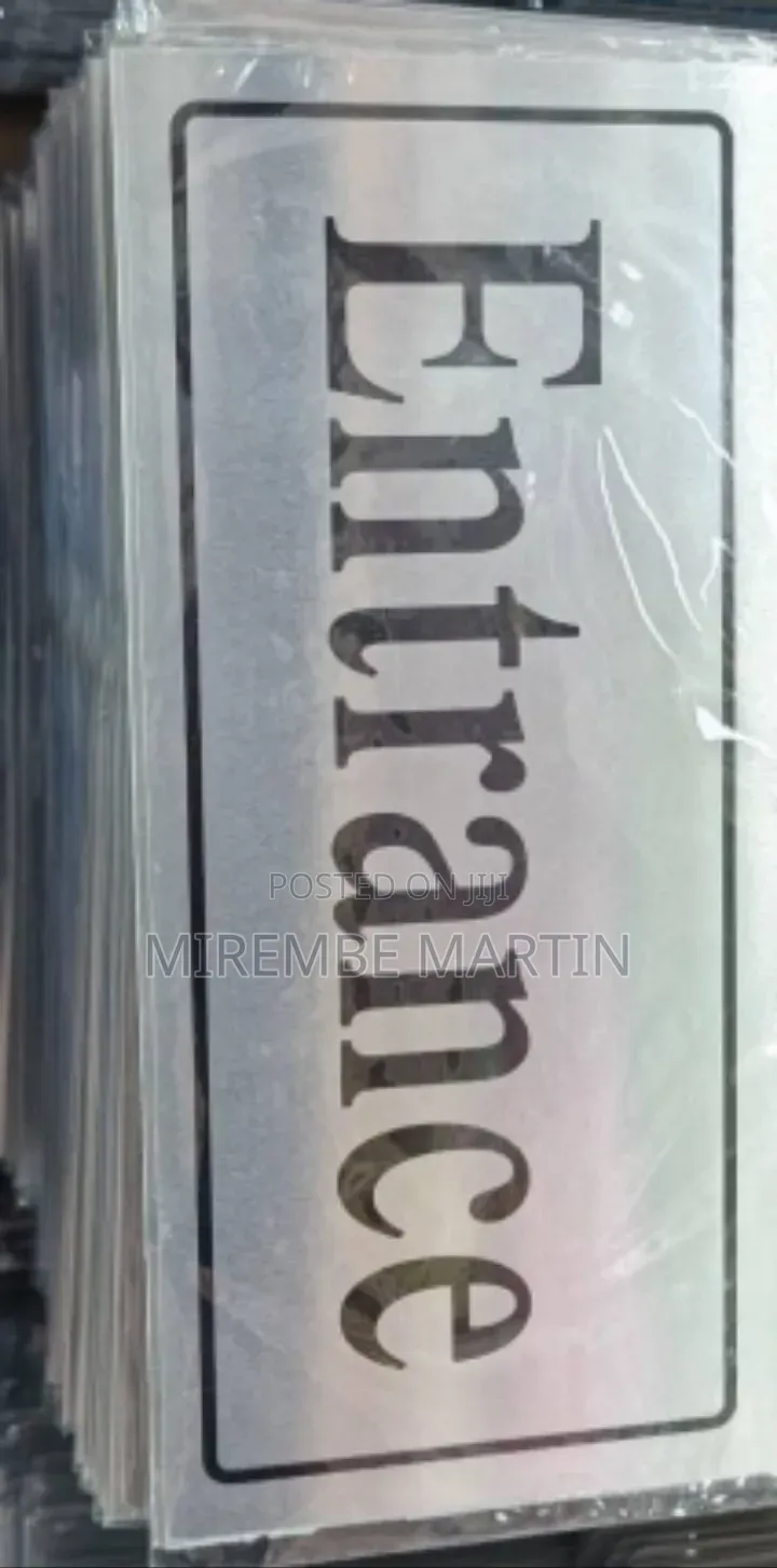 5 Pieces Entrance  Sign Self Adhesive Silver  Easy Stick Card Sticker