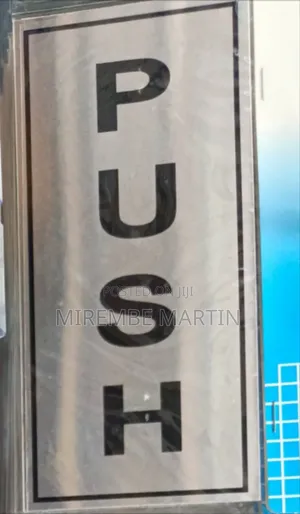 PUSH  Sign  Self Adhesive Silver  Easy Stick Card Sticker