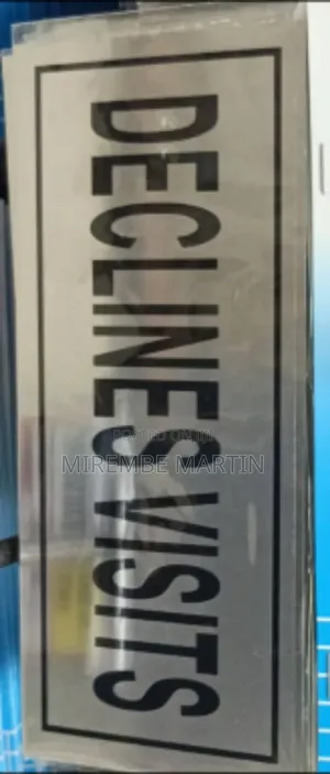 5 Pieces DECLINES VISITS  Sign  Self Adhesive Silver