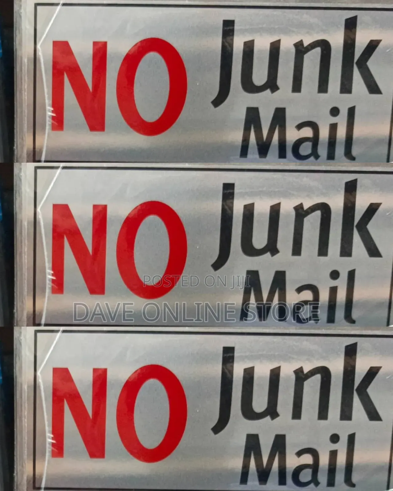 NO JUNK MAIL Sign Self Adhesive Silver Easy Stick Card Sticker