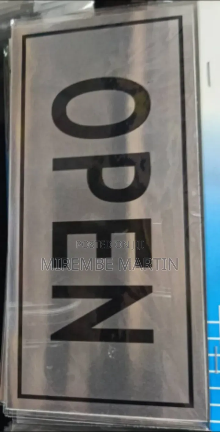 5 Pieces OPEN  Door Sign Signs Self Adhesive Silver  Easy Stick Card
