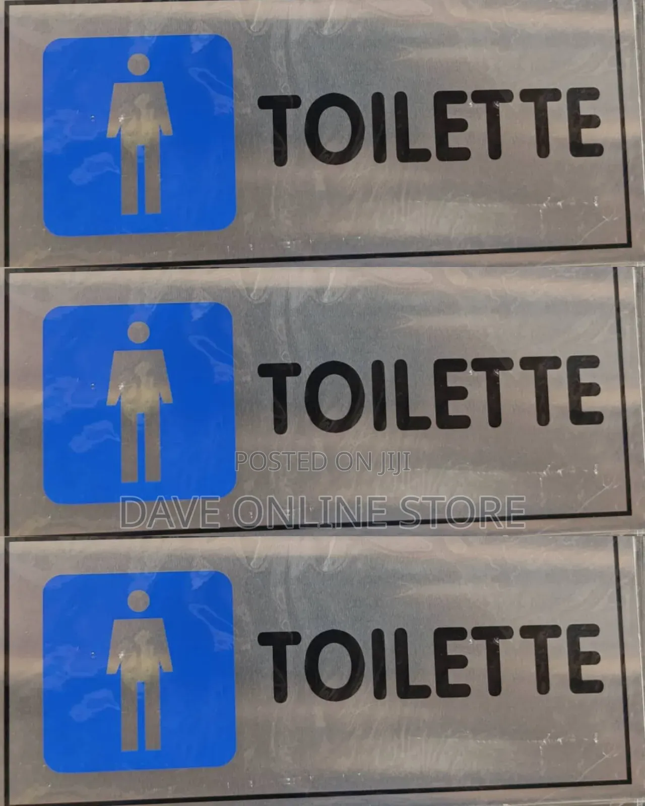 BLUE Men TOILET Sign Self Adhesive Silver Easy Stick Card Sticker