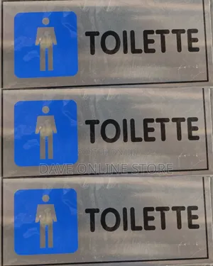 BLUE Men TOILET Sign Self Adhesive Silver Easy Stick Card Sticker