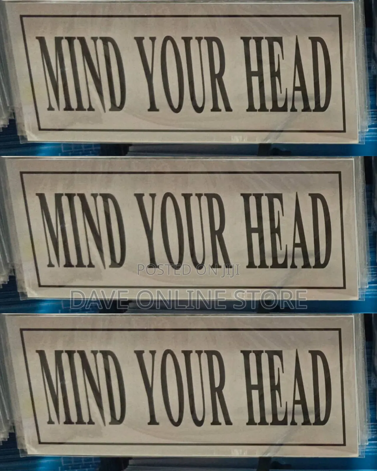 5 Pieces MIND YOUR HEAD Sign Self Adhesive Silver Easy Stick Card