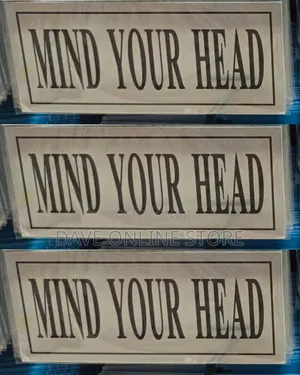 5 Pieces MIND YOUR HEAD Sign Self Adhesive Silver Easy Stick Card