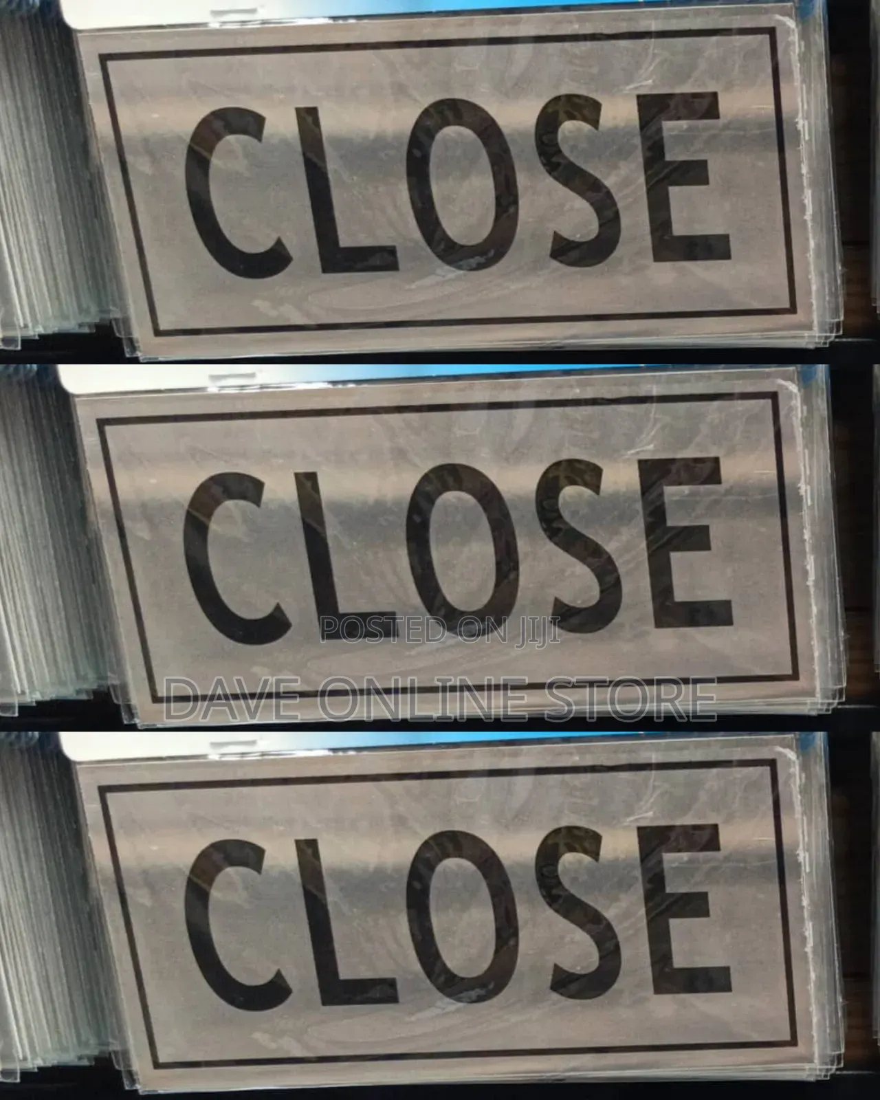 CLOSE Sign Self Adhesive Silver Easy Stick Card Sticker