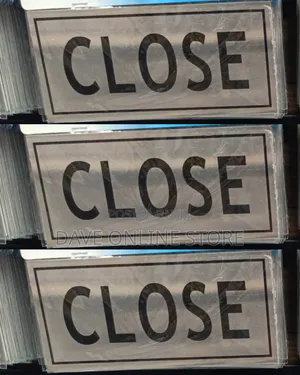 CLOSE Sign Self Adhesive Silver Easy Stick Card Sticker