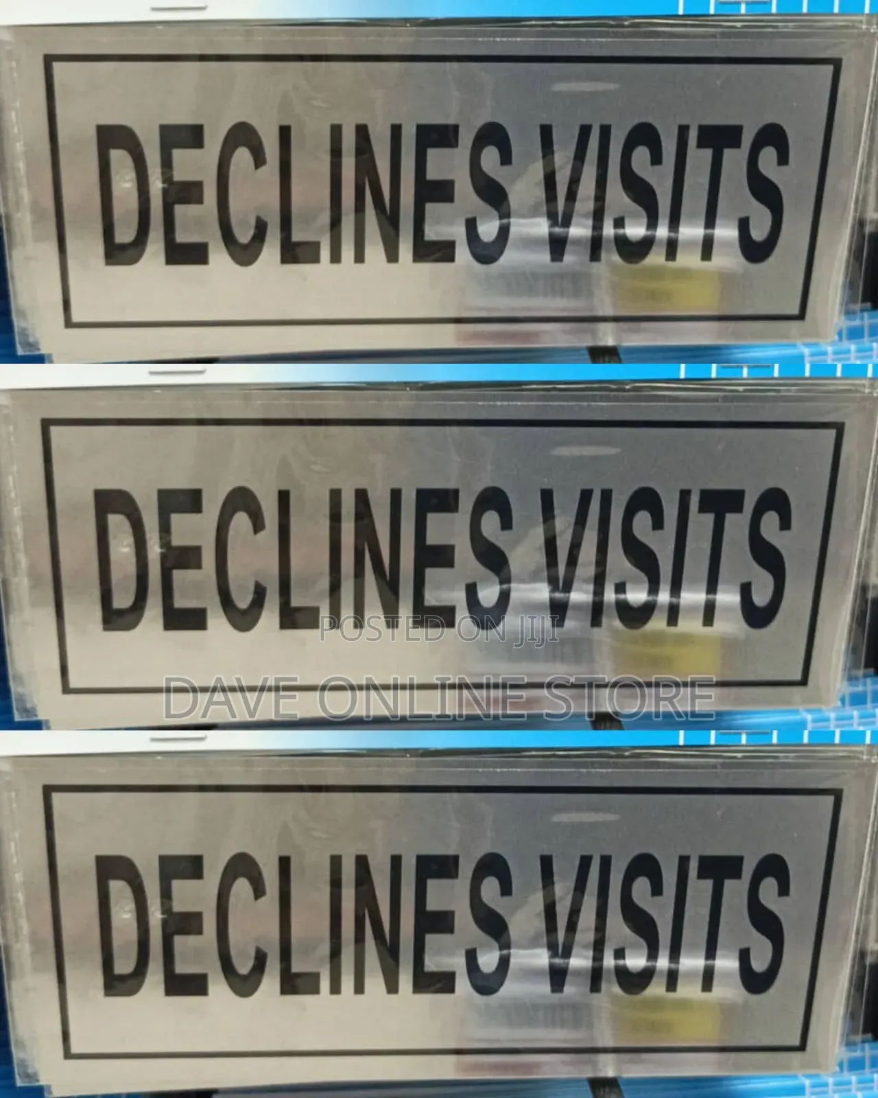 5 Pieces DECLINES VISITS Sign Self Adhesive Silver Easy Stick Card