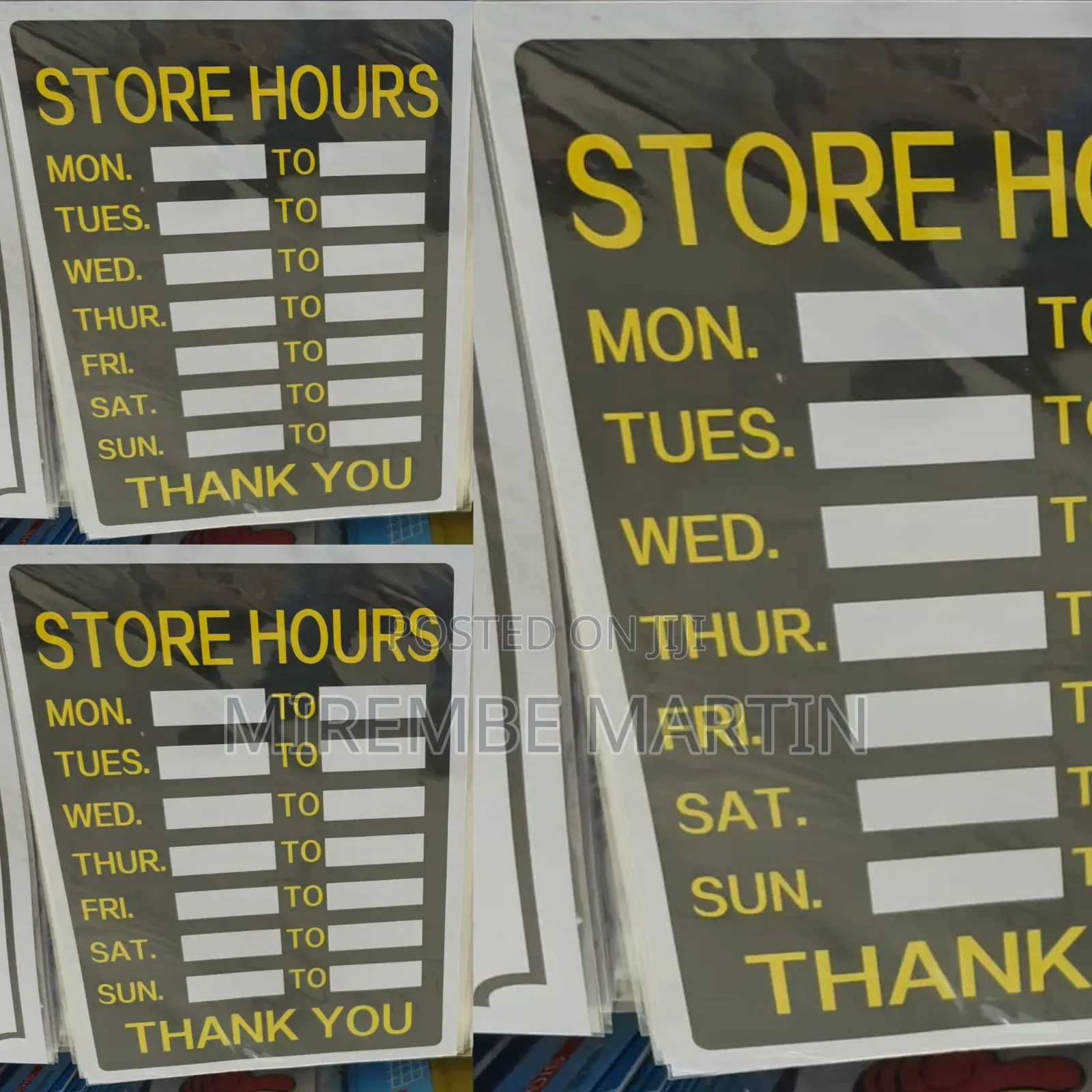 5 Pieces A4 Size STORE HOURS