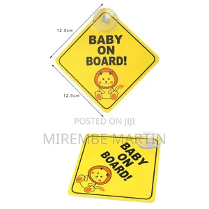 5 Pieces Baby on Board Car Sign,, Yellow, Suction Cup PVC Material