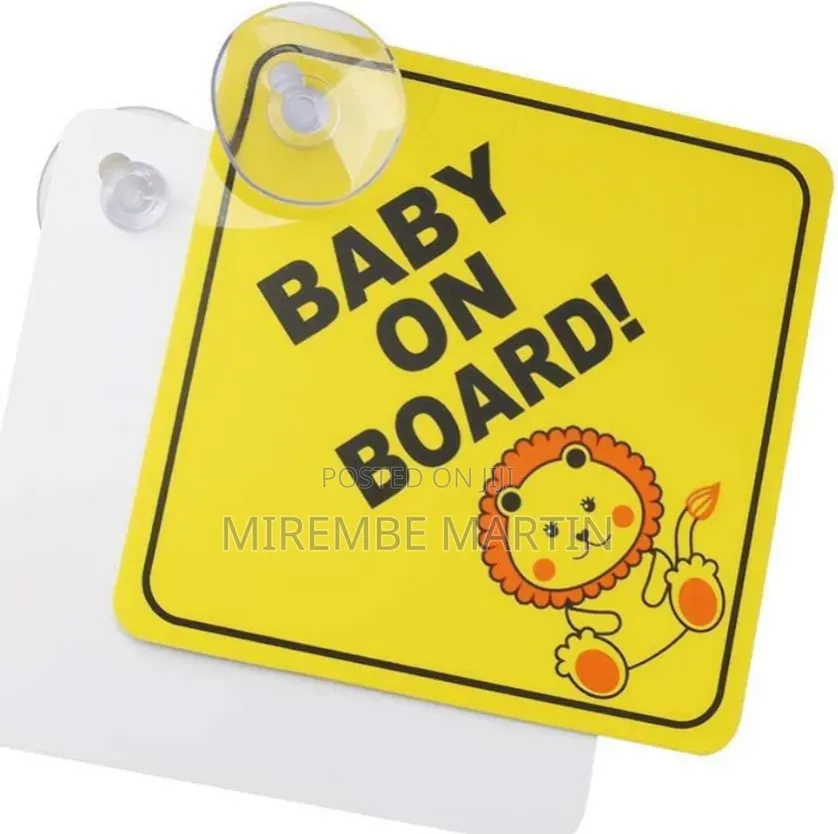 5 Pieces Baby on Board Car Sign,, Yellow, Suction Cup PVC Material