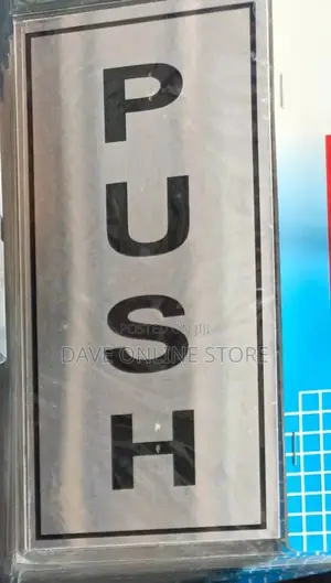 PUSH Sign Self Adhesive Silver Easy Stick Card Sticker
