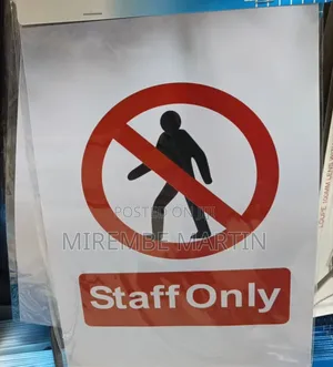 A4 Size Staff Only Sign, Vinyl Sticker, Laminated, Plastic Prohibition