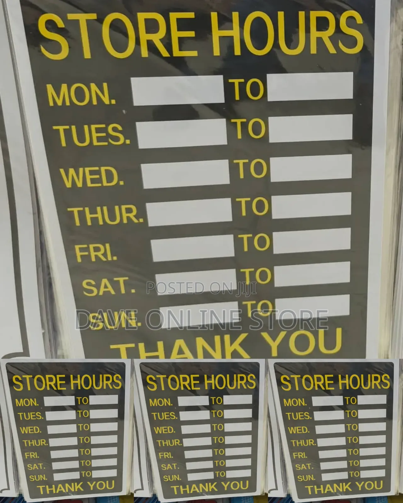 A4 Size STORE HOURS  Sticker Sign