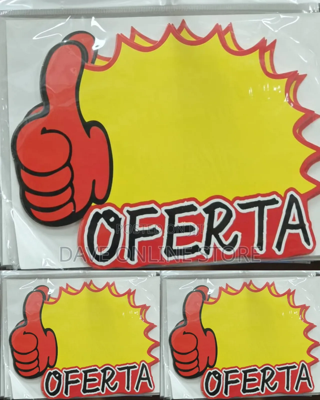 5 Pieces OFERTA Yellow and Red Thumbs Up Sales Tags