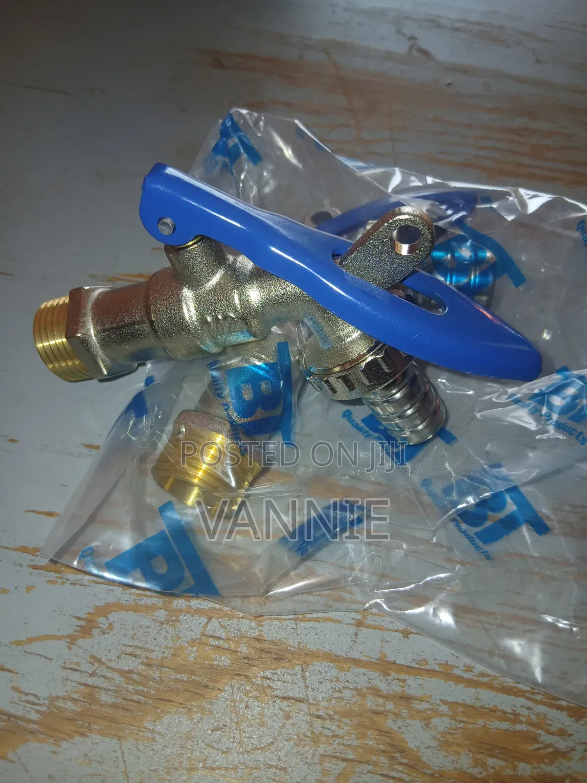 Heavy-Duty Brass Water Tap With Blue Lever Handle