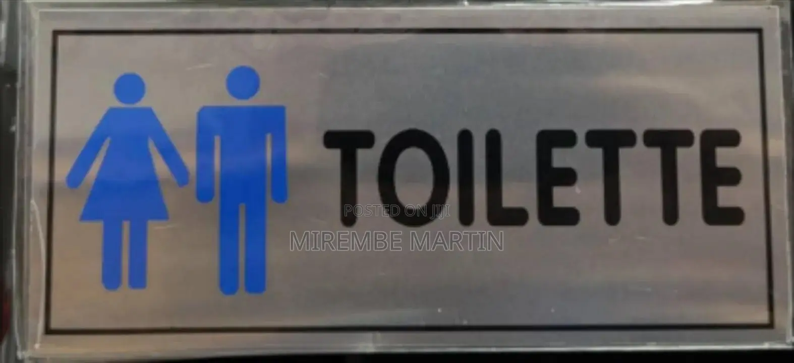 Man and Woman Washrooms Toilet Sign Photos BLUE TOILET Sign 0