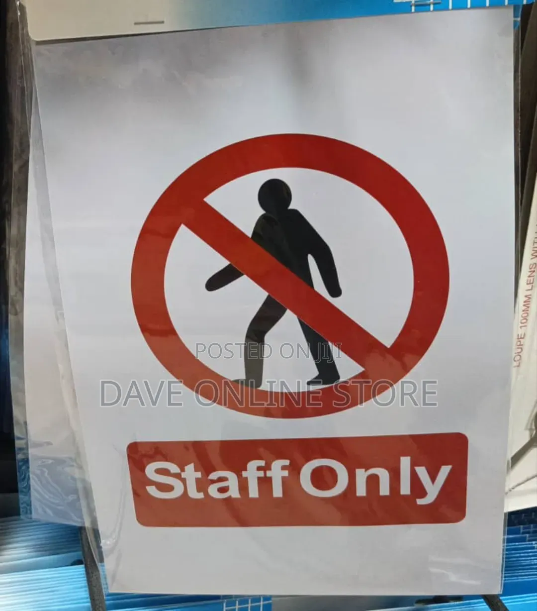 A4 Size Staff Only Sign, Vinyl Sticker, Laminated, Plastic Prohibition