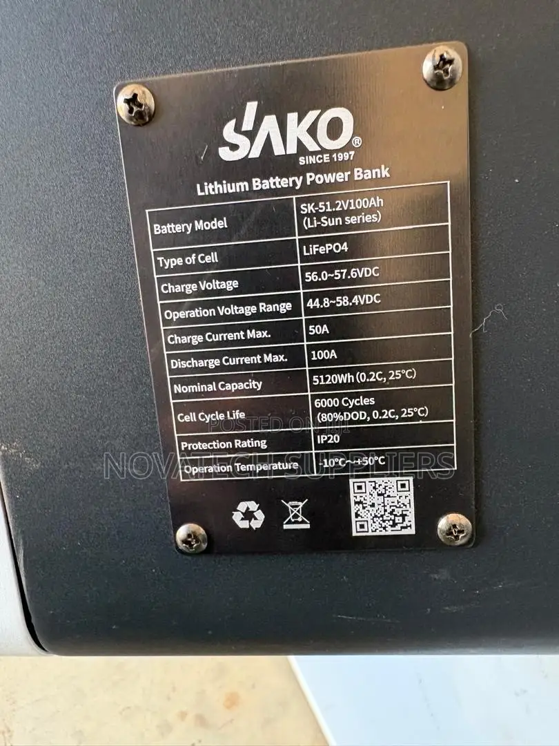 SAKO 5.12kWh 51.2V 100Ah LiFePO4 Lithium Battery