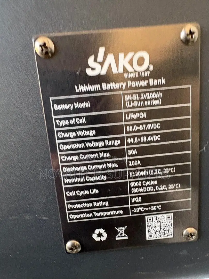 SAKO 5.12kWh LiFePO4 Battery 6000 Cycles