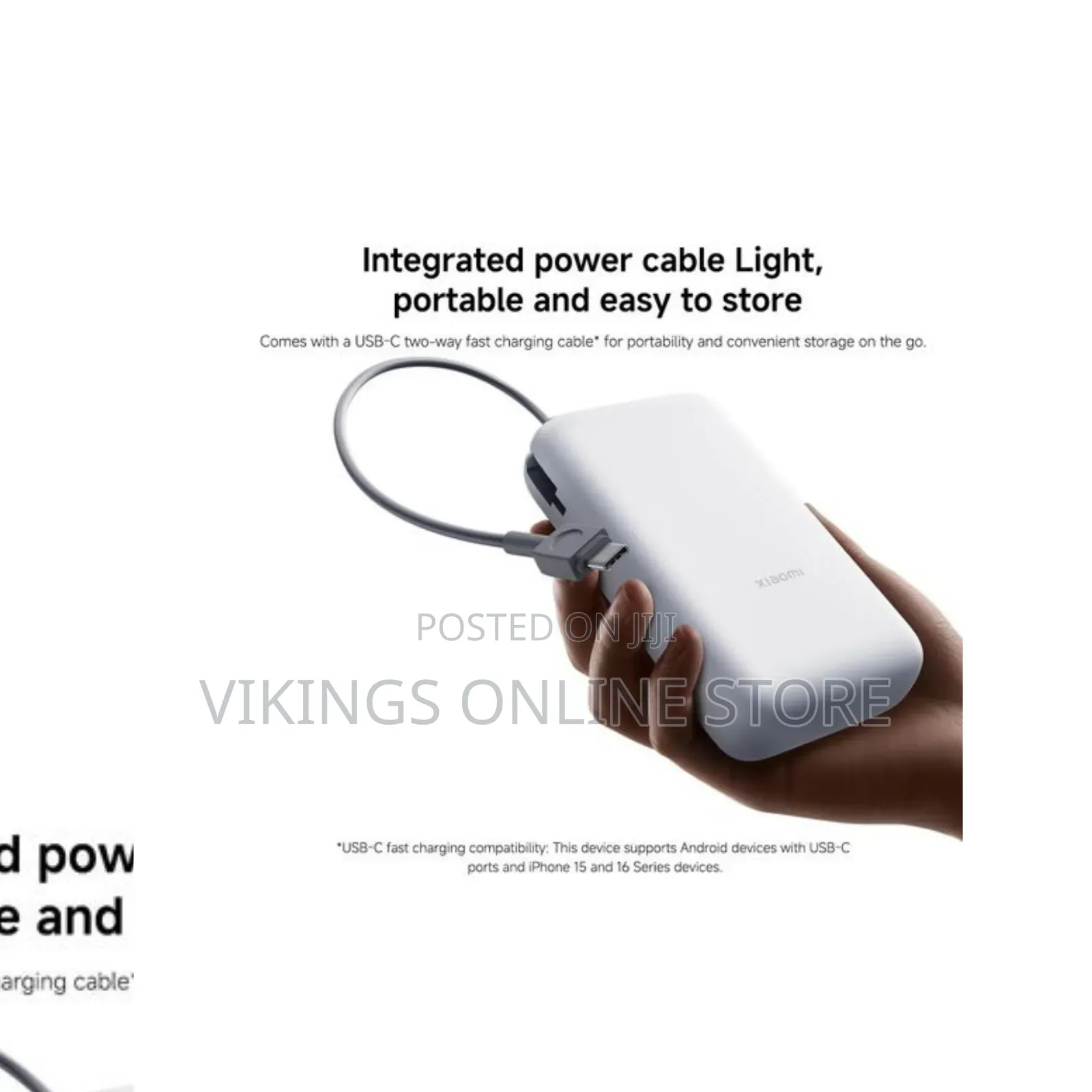 Xiaomi Power Bank With an Integrated USB-C Cable