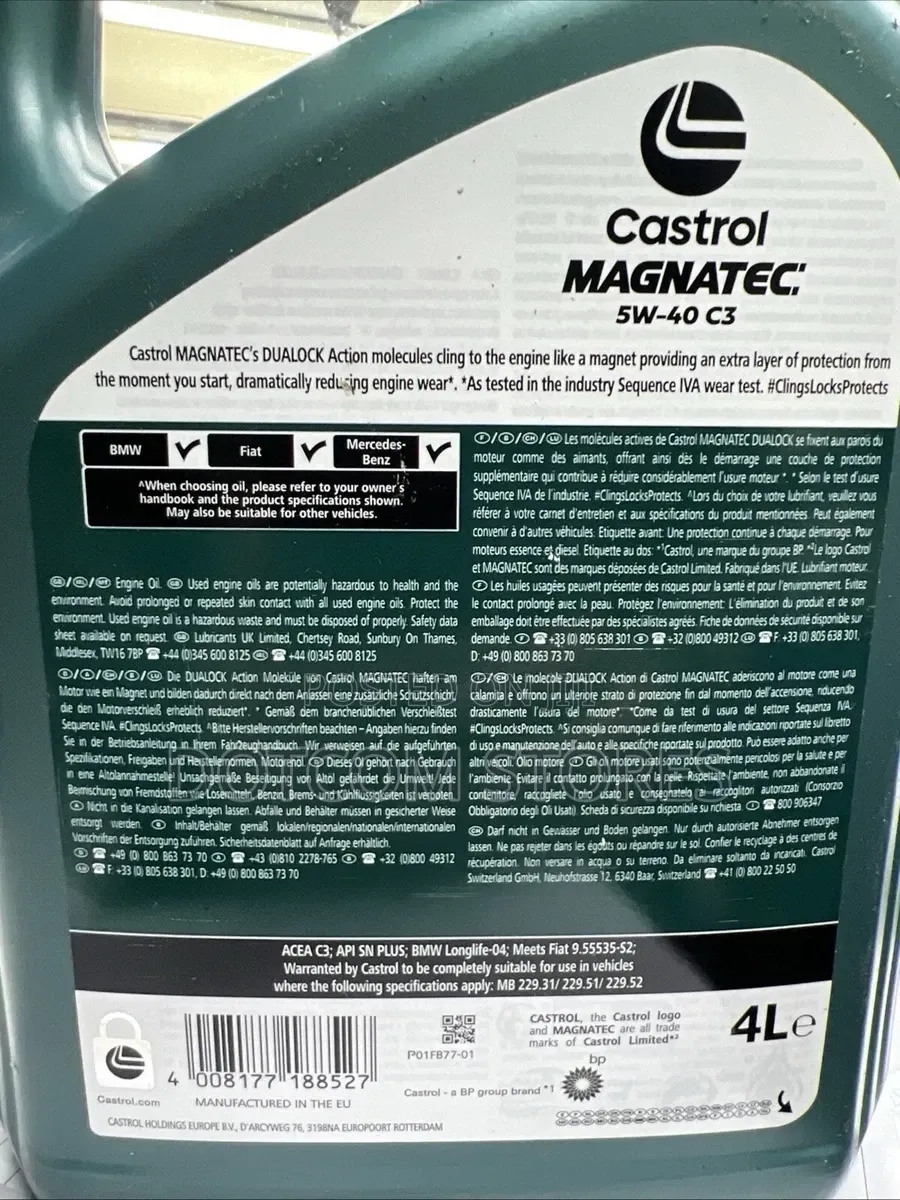 4L Castrol Magnatec 5w-40 C3 Full Synthetic Engine Oil.
