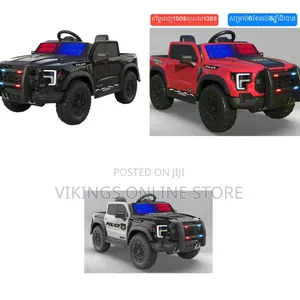 12V Battery-Powered Electric Police Truck Ride-on Toy Car Modeled