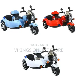 White 3-Wheeled Electric Ride-on Motorcycle With a Classic Sidecar