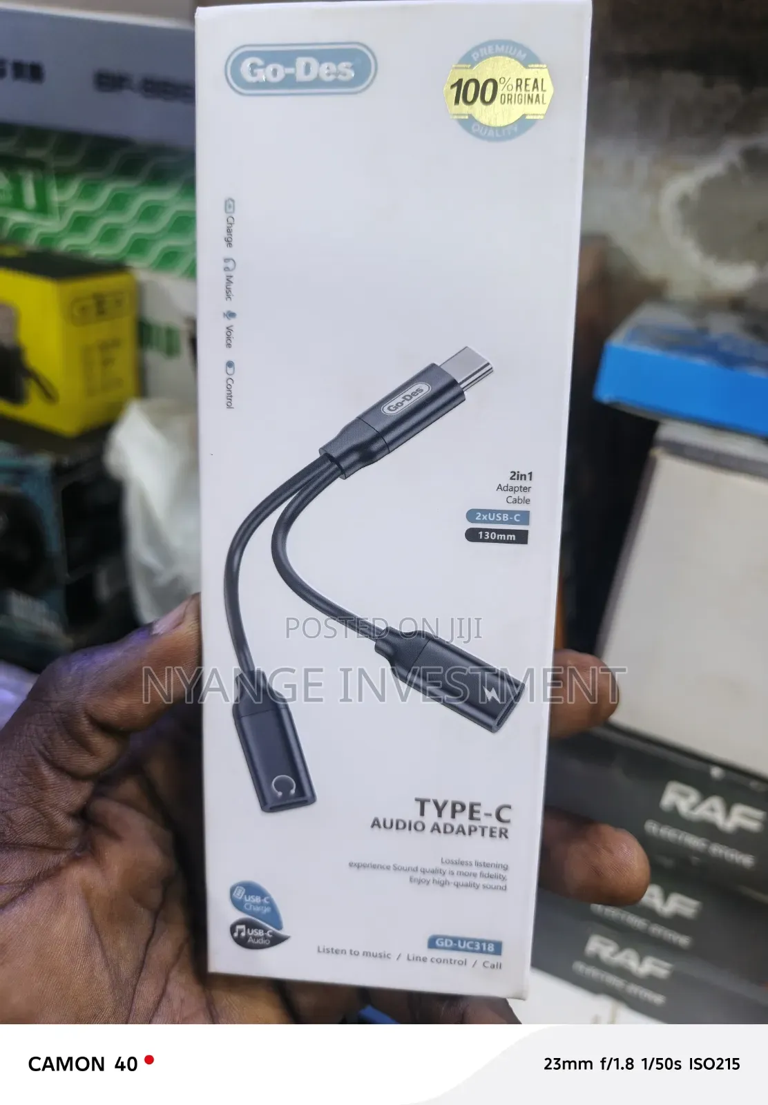 -Des GD-UC318 2-in-1 Type-C Audio and Charging Adapter.