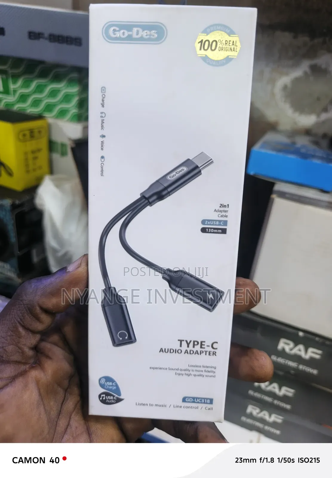 -Des GD-UC318 2-in-1 Type-C Audio and Charging Adapter.
