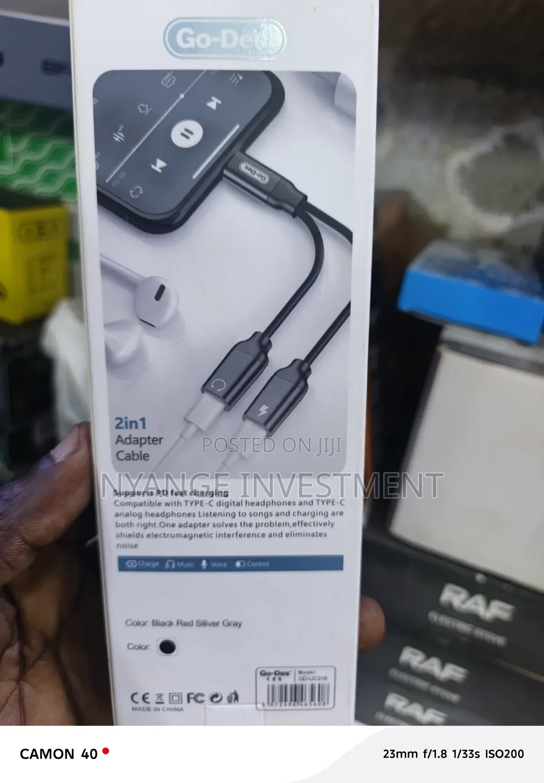 -Des GD-UC318 2-in-1 Type-C Audio and Charging Adapter.