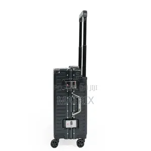 3Pcs Aluminum Frame Luggage Set Black, 20 24 28" Hardshell Suitcases