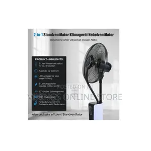 An Oscillating Pedestal Spray Fan With a Water Mist Humidifier