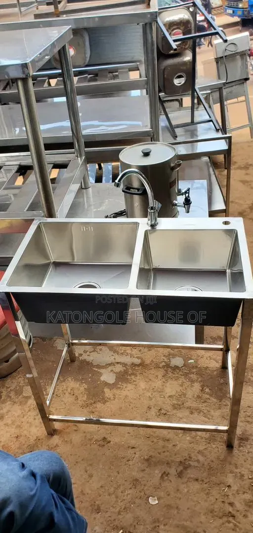 Stainlessness Commercial Sink Double