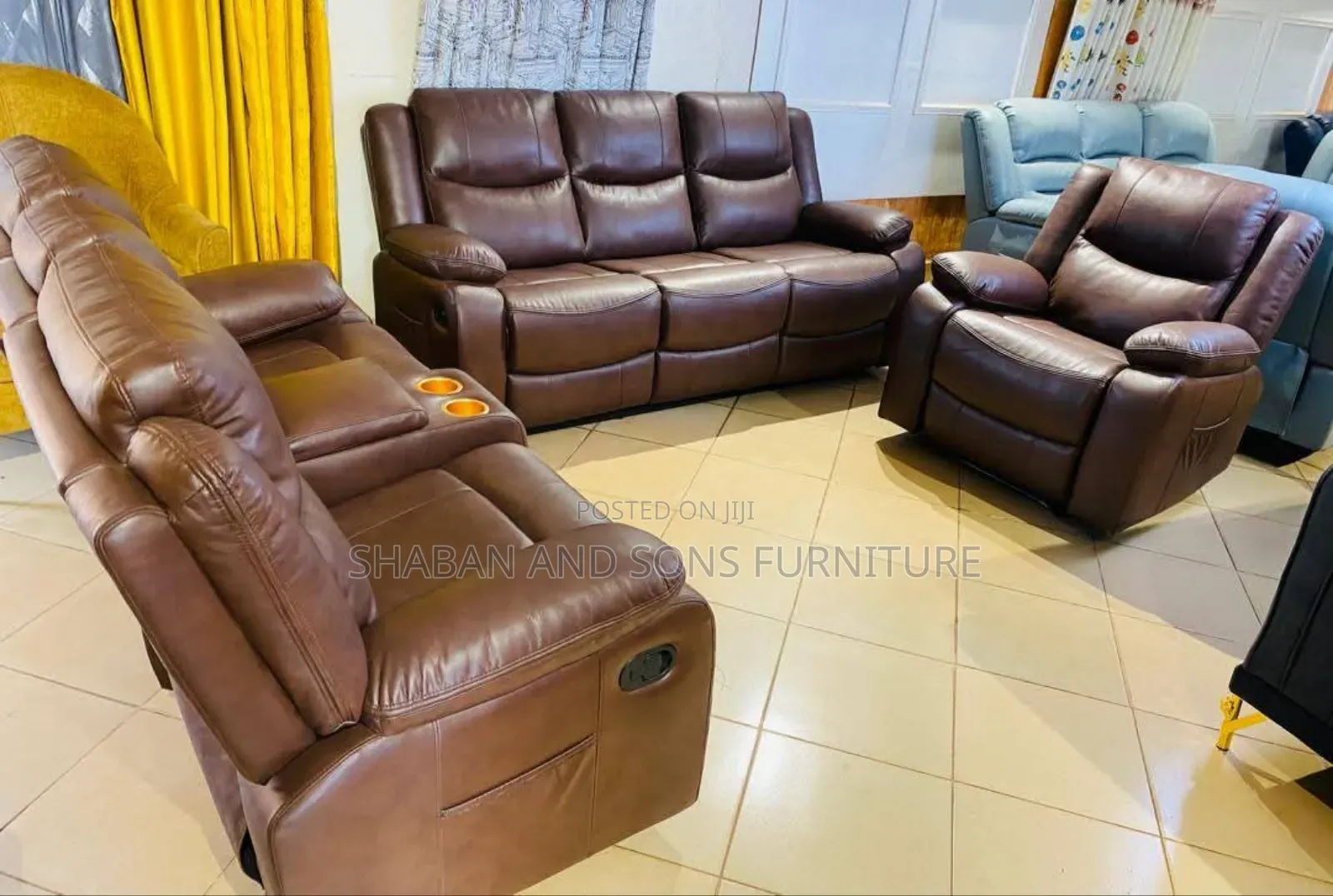It's Six Seater Recliner Sofa Couch Redressed in Leather Material