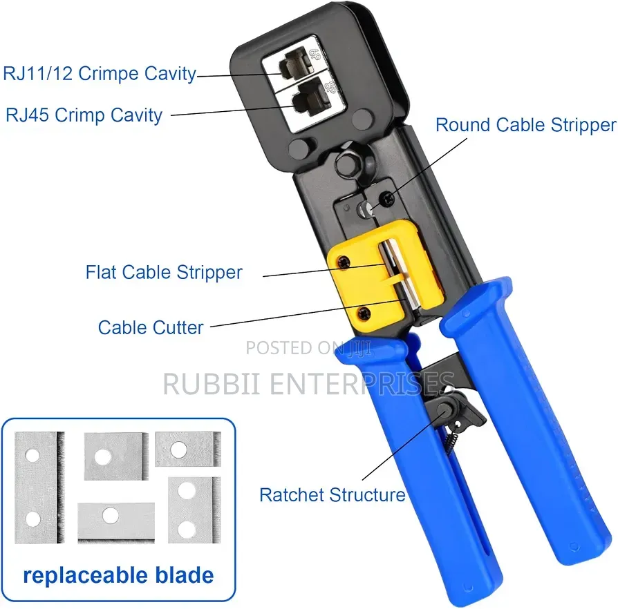 Heavy Duty Pass Through RJ45 RJ12 Network Cable Crimping Tool